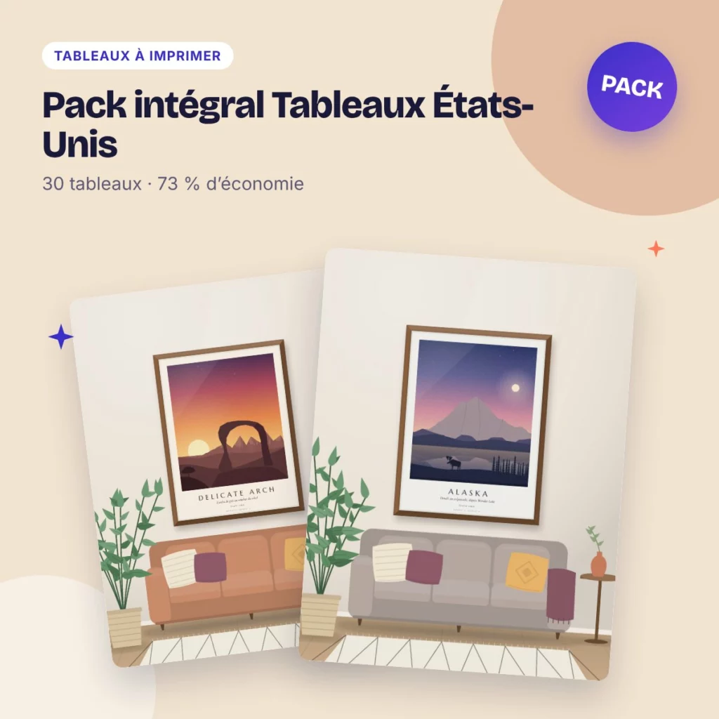 Pack intégral Tableaux États-Unis – 30 tableaux à prix réduit