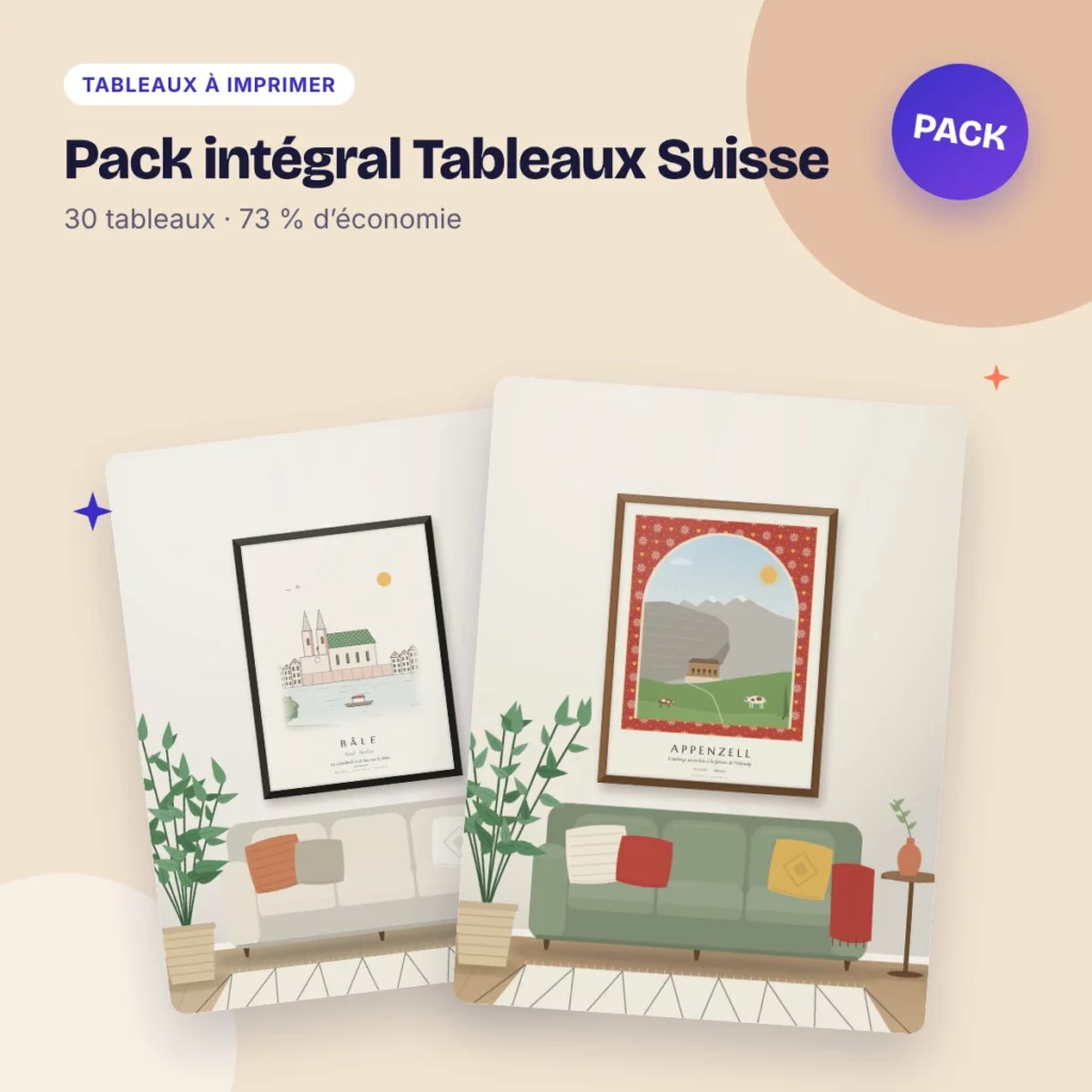 Pack intégral Tableaux Suisse – 30 tableaux à prix réduit