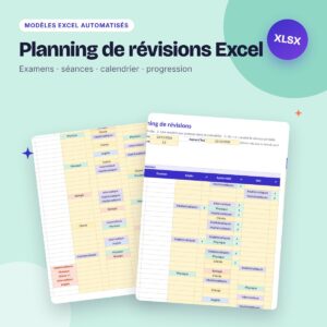 Planning de révisions Excel – calendrier étudiant, examens et suivi des séances