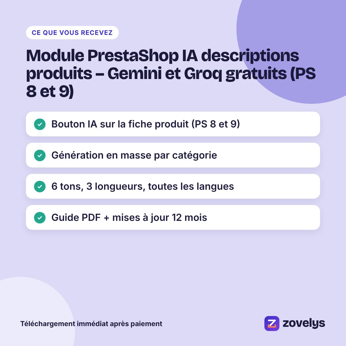 Module PrestaShop IA descriptions produits – Gemini et Groq gratuits (PS 8 et 9) – aperçu 4