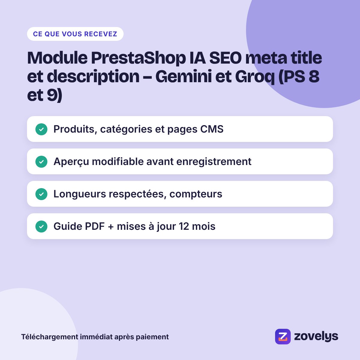 Module PrestaShop IA SEO meta title et description – Gemini et Groq (PS 8 et 9) – aperçu 4