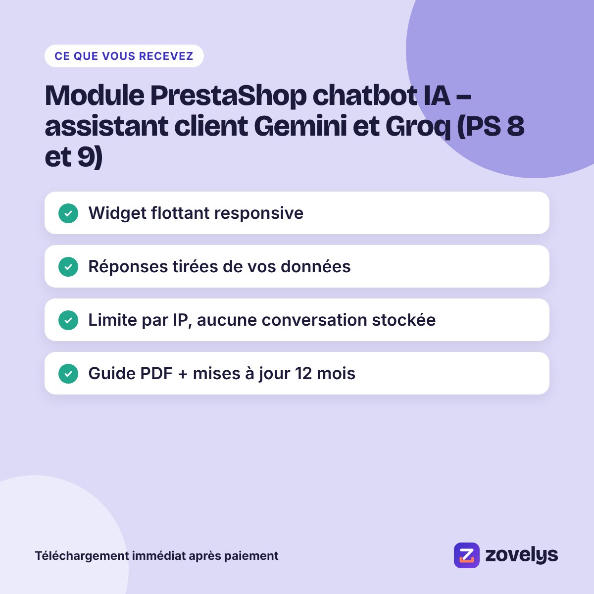 Module PrestaShop chatbot IA – assistant client Gemini et Groq (PS 8 et 9) – aperçu 4