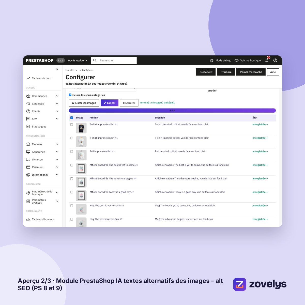 Module PrestaShop IA textes alternatifs des images – alt SEO (PS 8 et 9) – aperçu 2