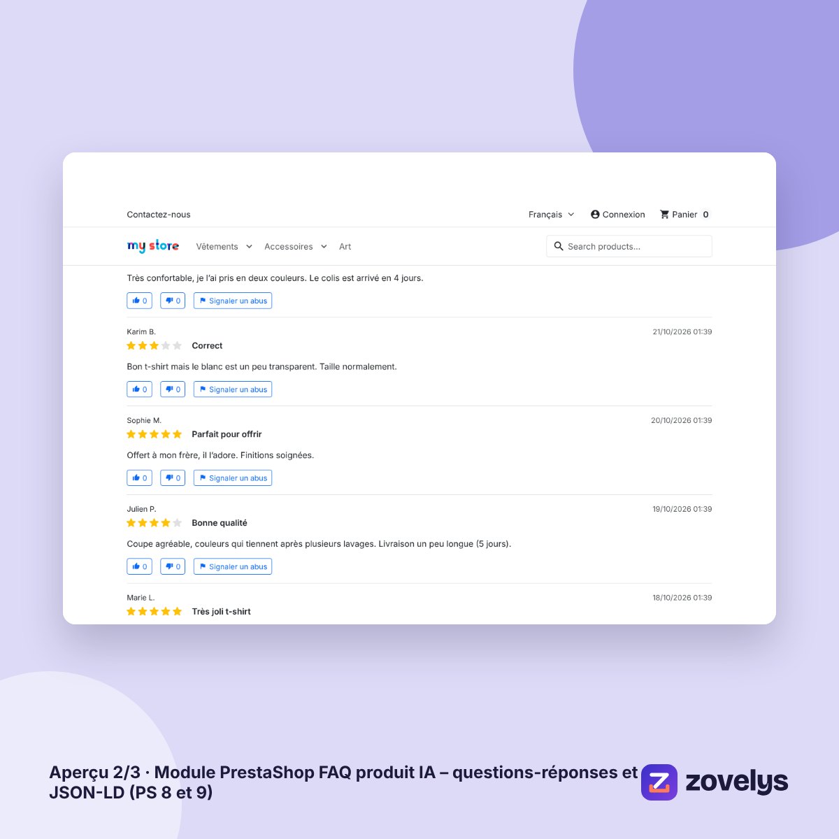 Module PrestaShop FAQ produit IA – questions-réponses et JSON-LD (PS 8 et 9) – aperçu 2