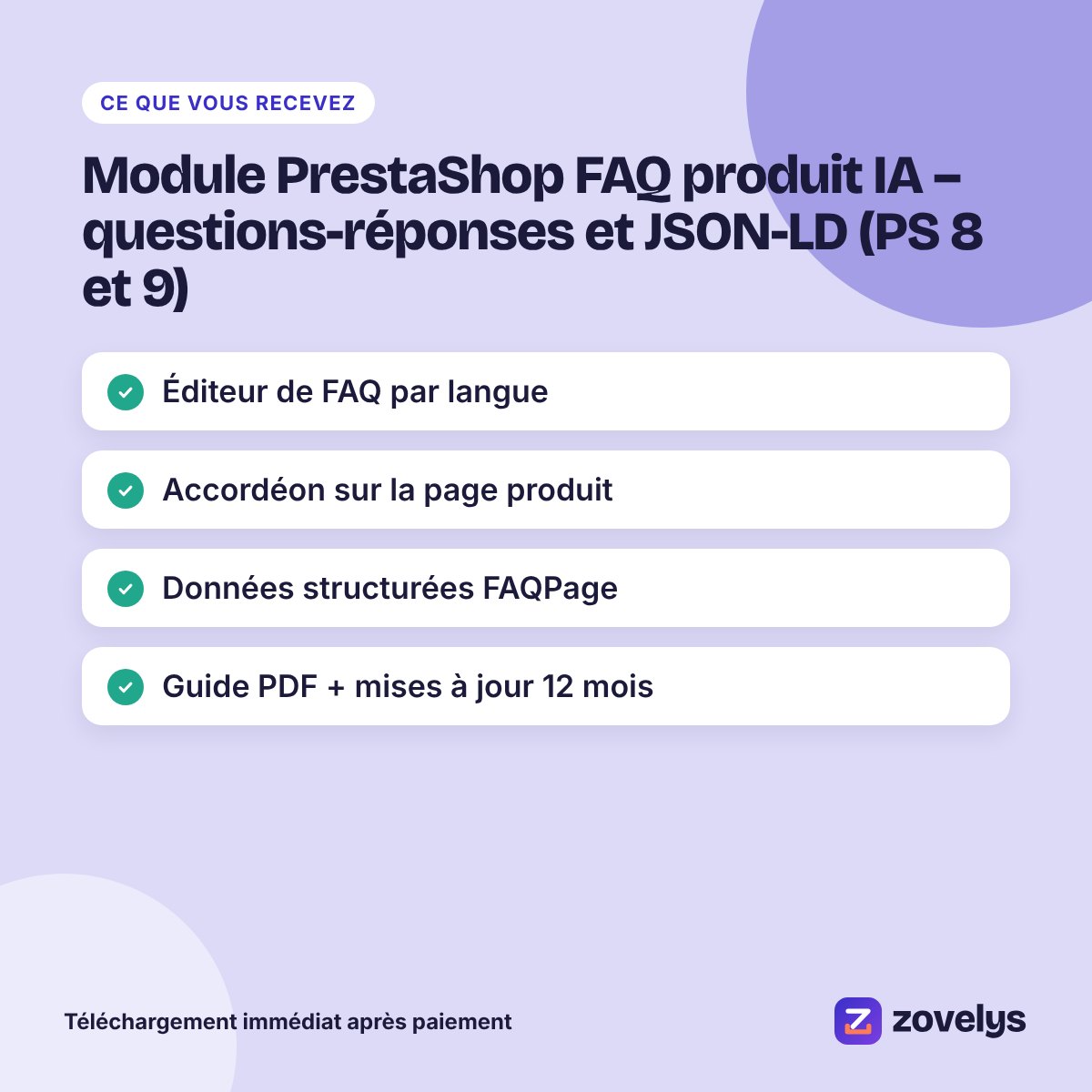 Module PrestaShop FAQ produit IA – questions-réponses et JSON-LD (PS 8 et 9) – aperçu 4