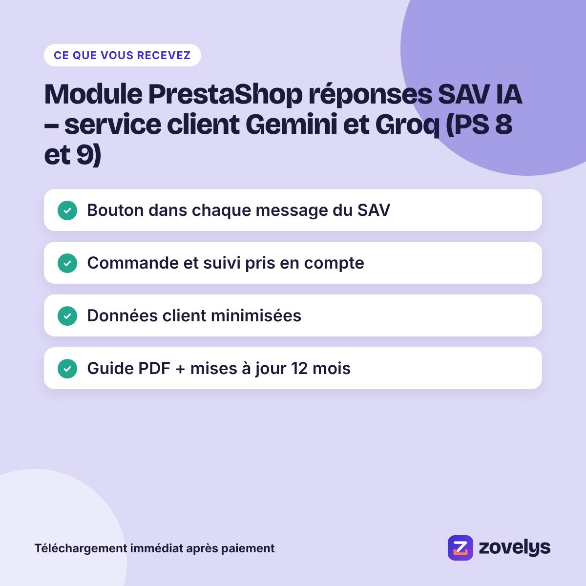Module PrestaShop réponses SAV IA – service client Gemini et Groq (PS 8 et 9) – aperçu 4