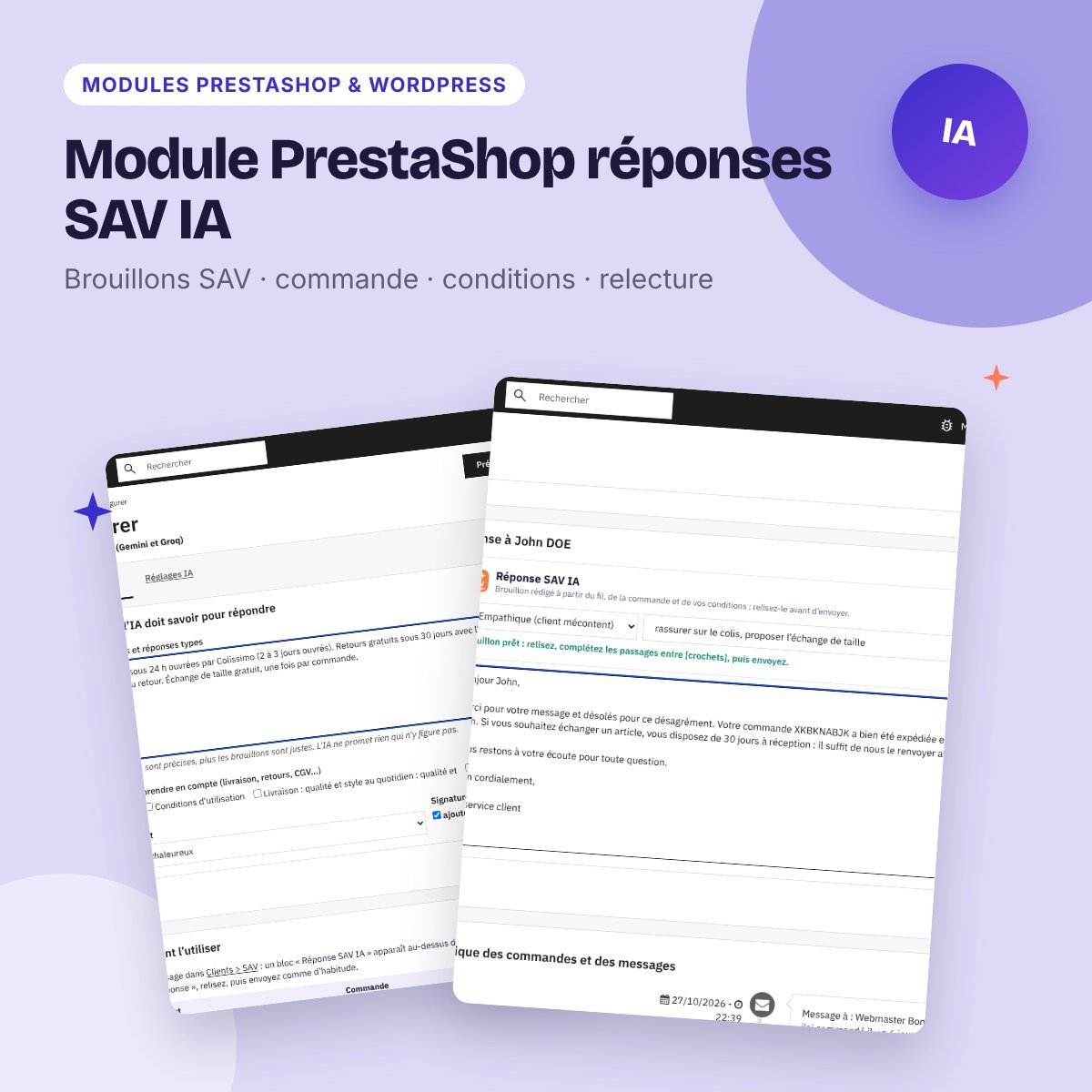 Module PrestaShop réponses SAV IA – service client Gemini et Groq (PS 8 et 9)