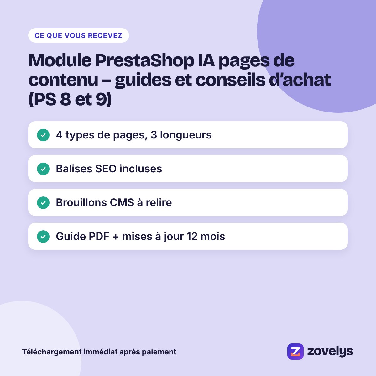 Module PrestaShop IA pages de contenu – guides et conseils d’achat (PS 8 et 9) – aperçu 4