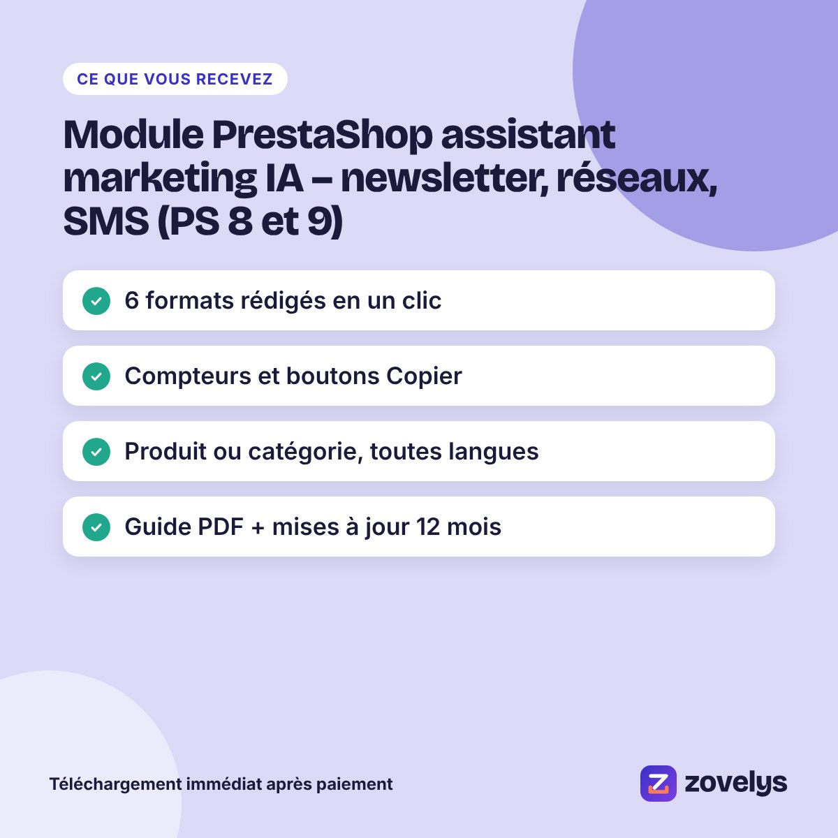 Module PrestaShop assistant marketing IA – newsletter, réseaux, SMS (PS 8 et 9) – aperçu 4