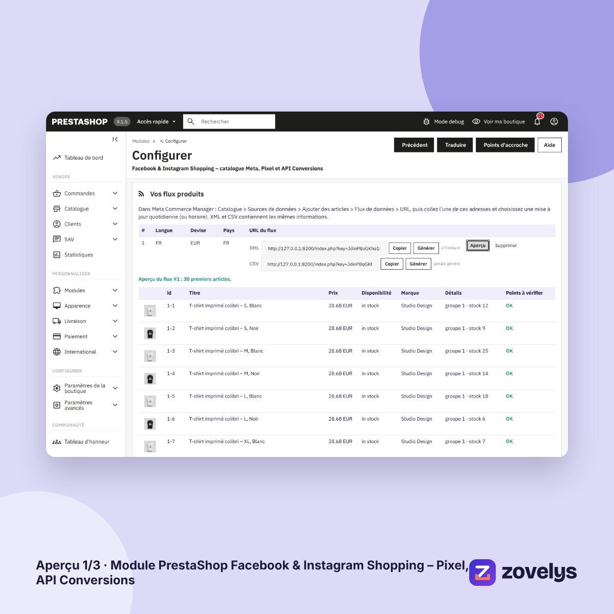 Module PrestaShop Facebook & Instagram Shopping – Pixel, API Conversions – aperçu 1