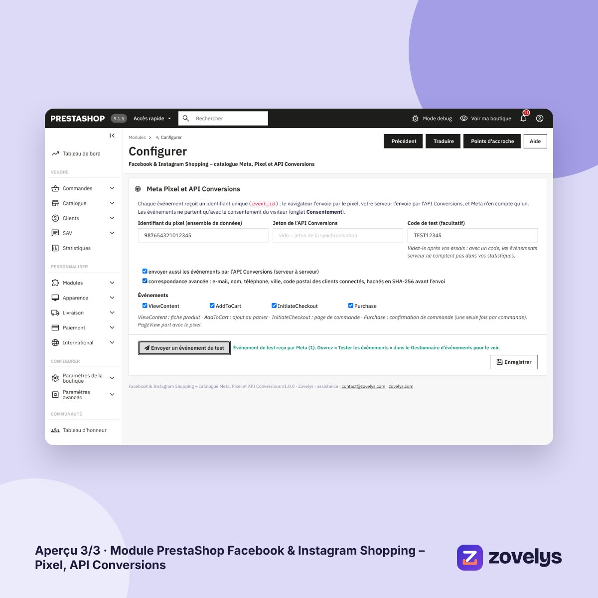 Module PrestaShop Facebook & Instagram Shopping – Pixel, API Conversions – aperçu 3