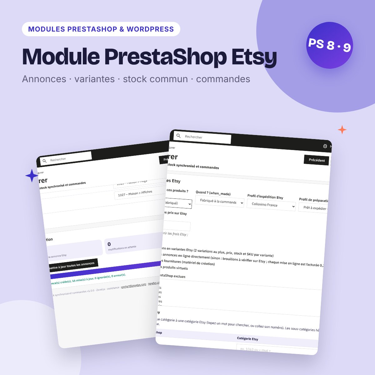 Module PrestaShop Etsy – annonces, stock synchronisé et import des commandes