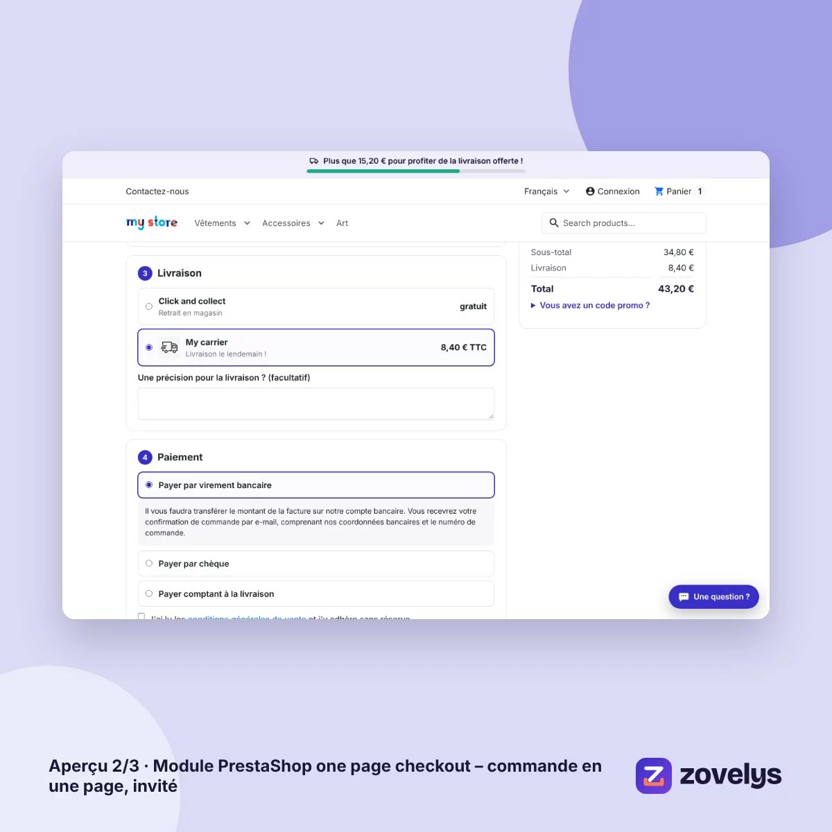 Module PrestaShop one page checkout – commande en une page, invité – aperçu 2