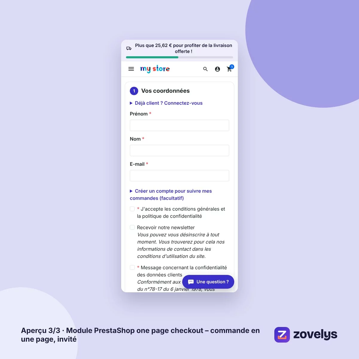 Module PrestaShop one page checkout – commande en une page, invité – aperçu 3