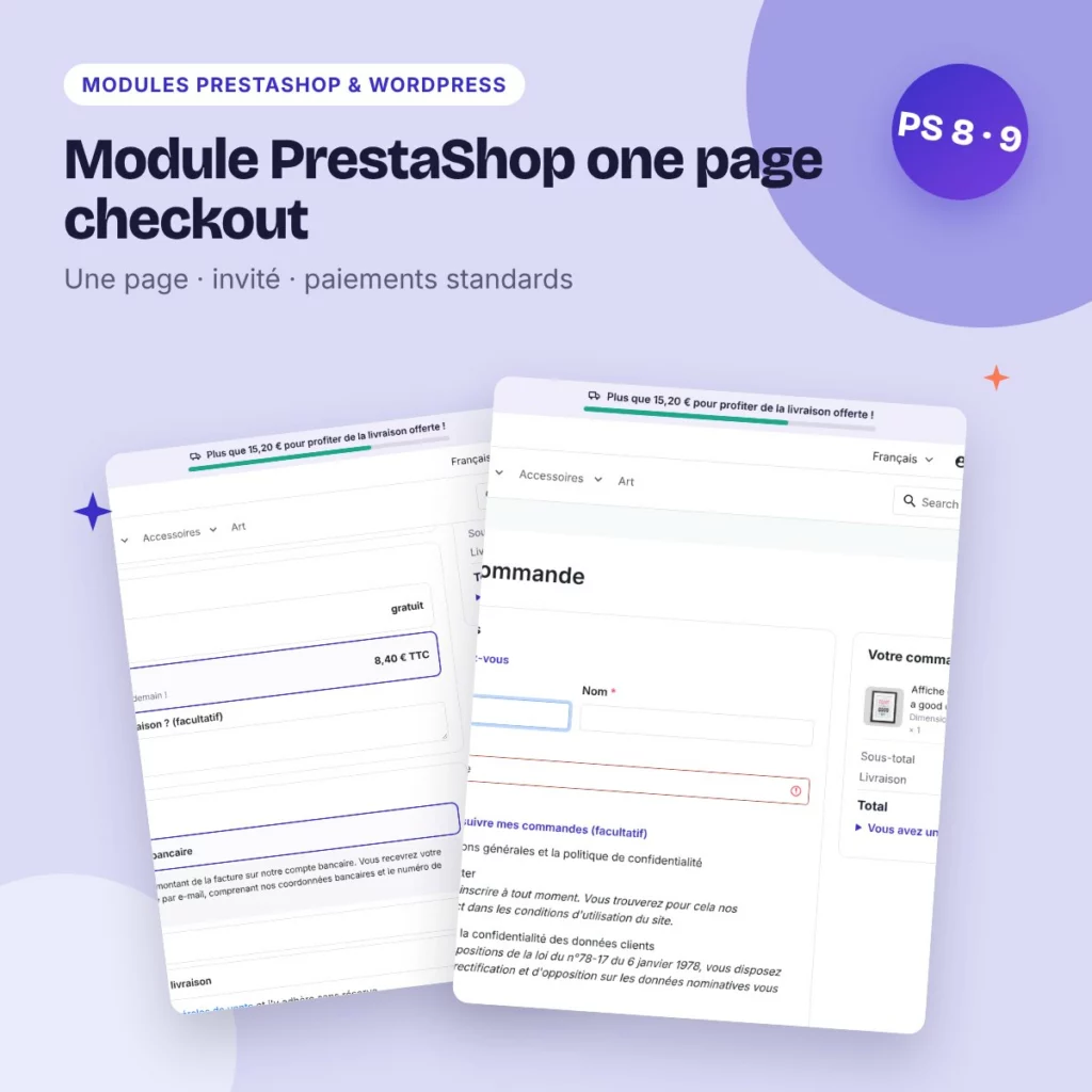 Module PrestaShop one page checkout – commande en une page, invité
