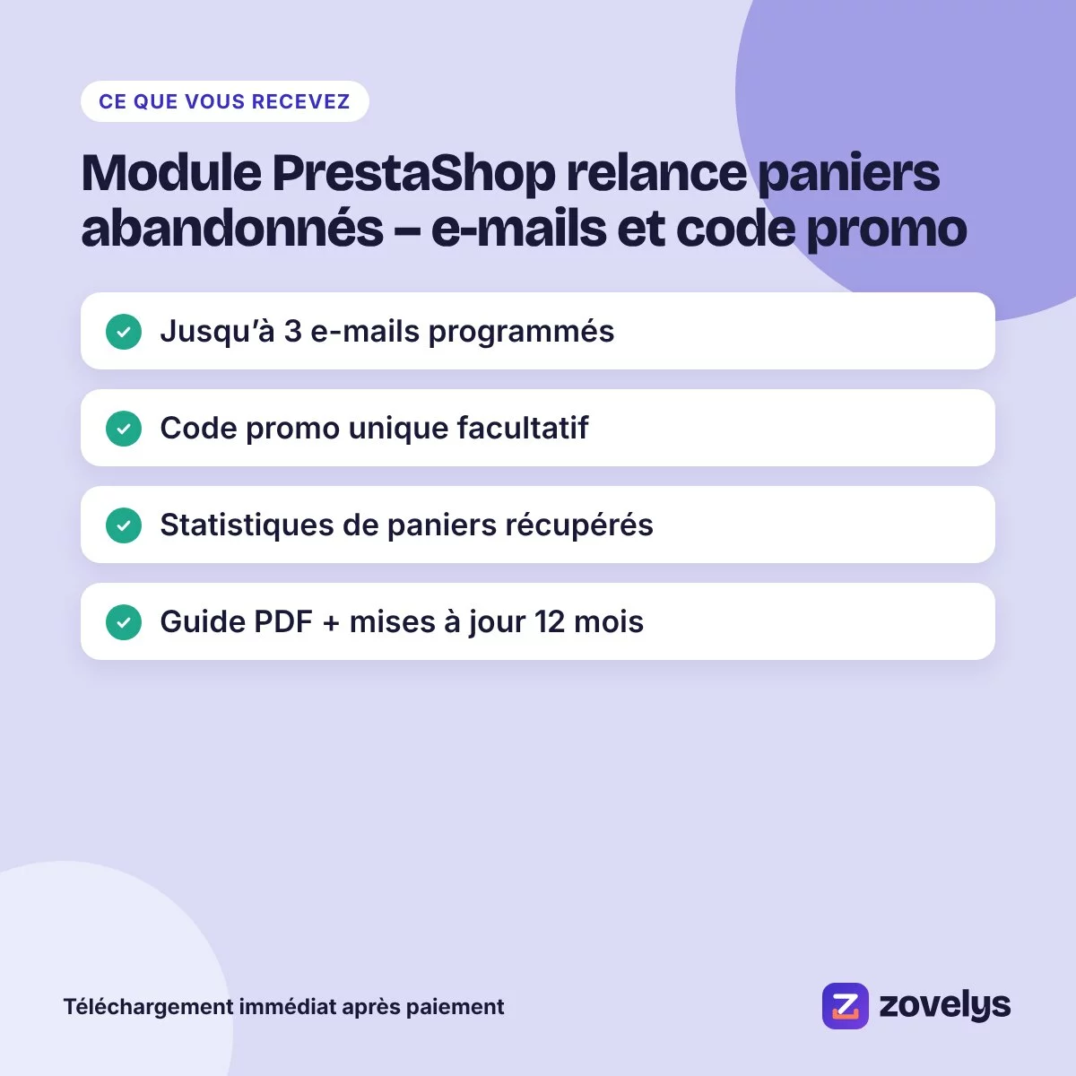 Module PrestaShop relance paniers abandonnés – e-mails et code promo – aperçu 4