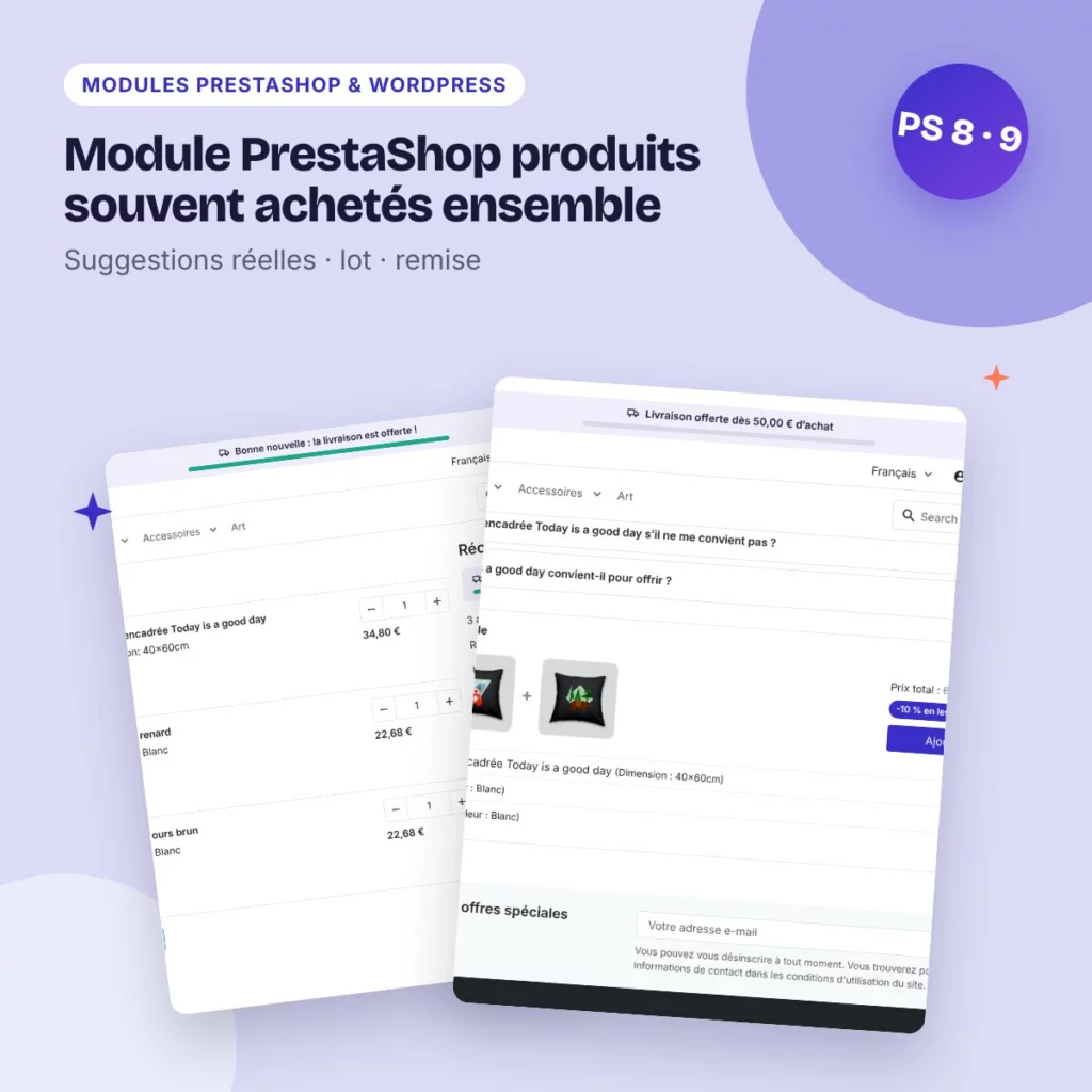 Module PrestaShop produits souvent achetés ensemble – lot et remise