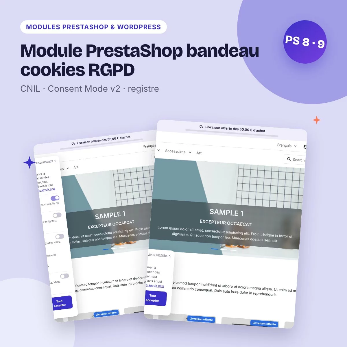 Module PrestaShop bandeau cookies RGPD – Google Consent Mode v2, CNIL