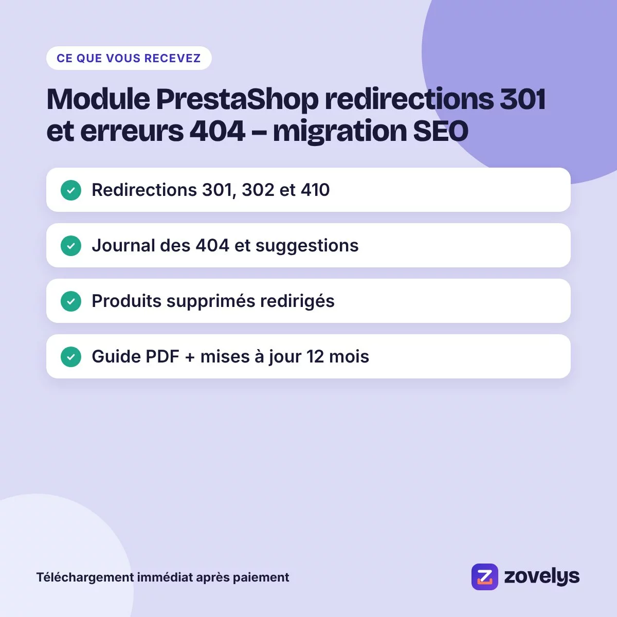 Module PrestaShop redirections 301 et erreurs 404 – migration SEO – aperçu 4