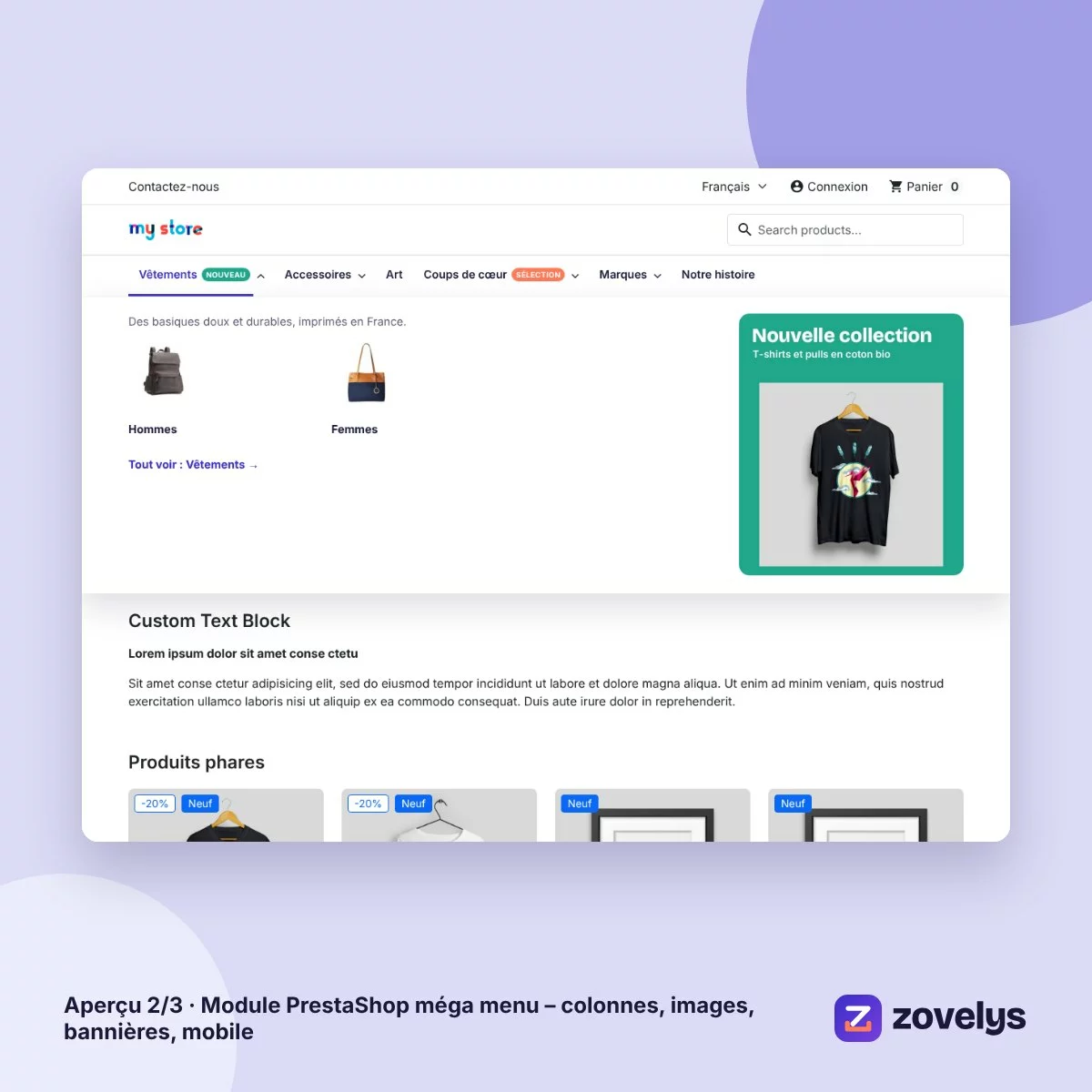 Module PrestaShop méga menu – colonnes, images, bannières, mobile – aperçu 2