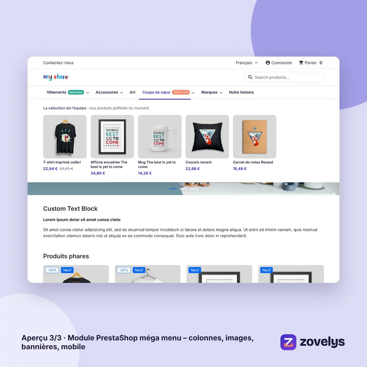 Module PrestaShop méga menu – colonnes, images, bannières, mobile – aperçu 3