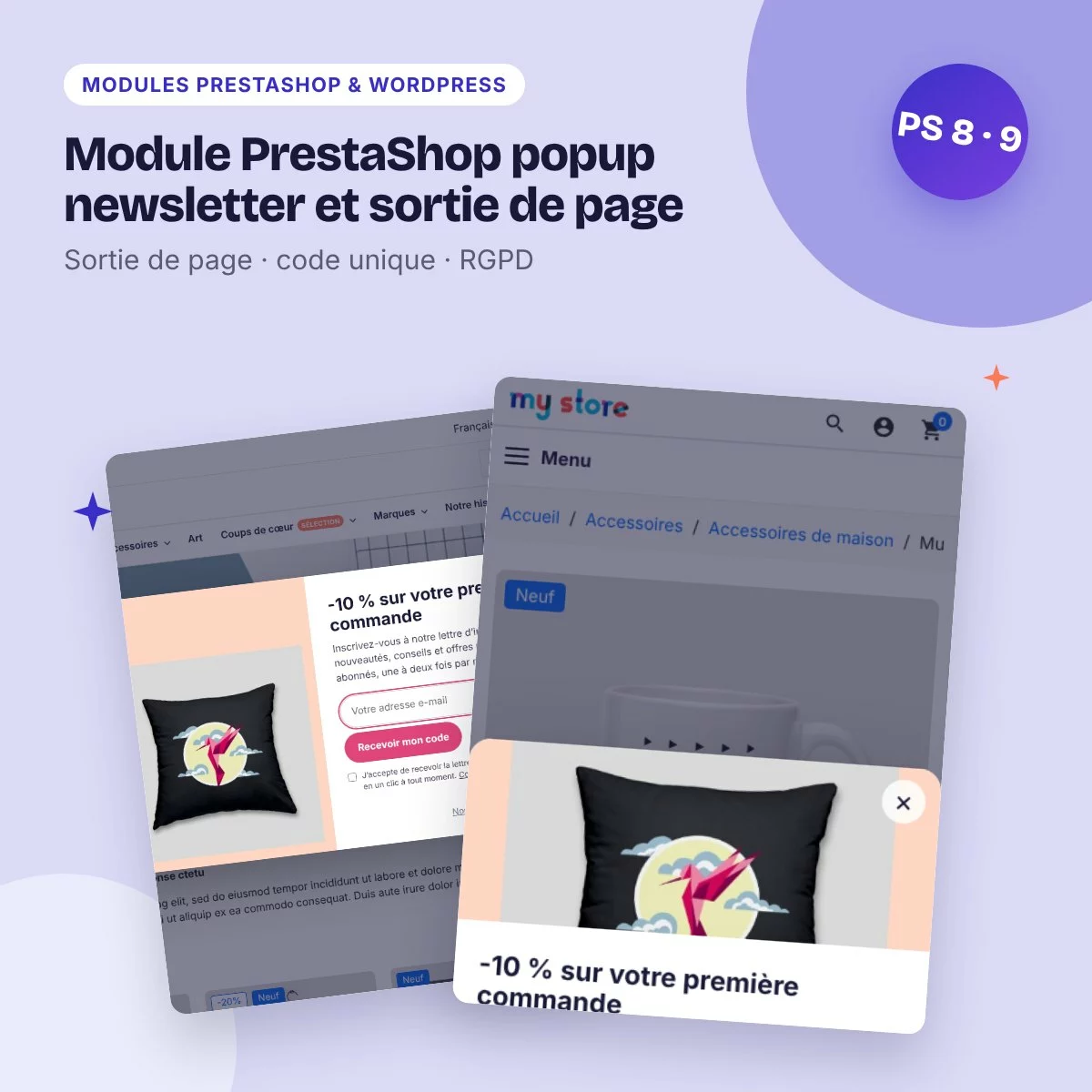 Module PrestaShop popup newsletter et sortie de page – code de bienvenue