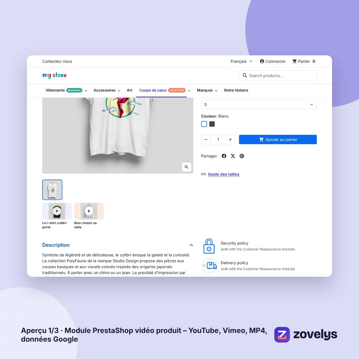 Module PrestaShop vidéo produit – YouTube, Vimeo, MP4, données Google – aperçu 1