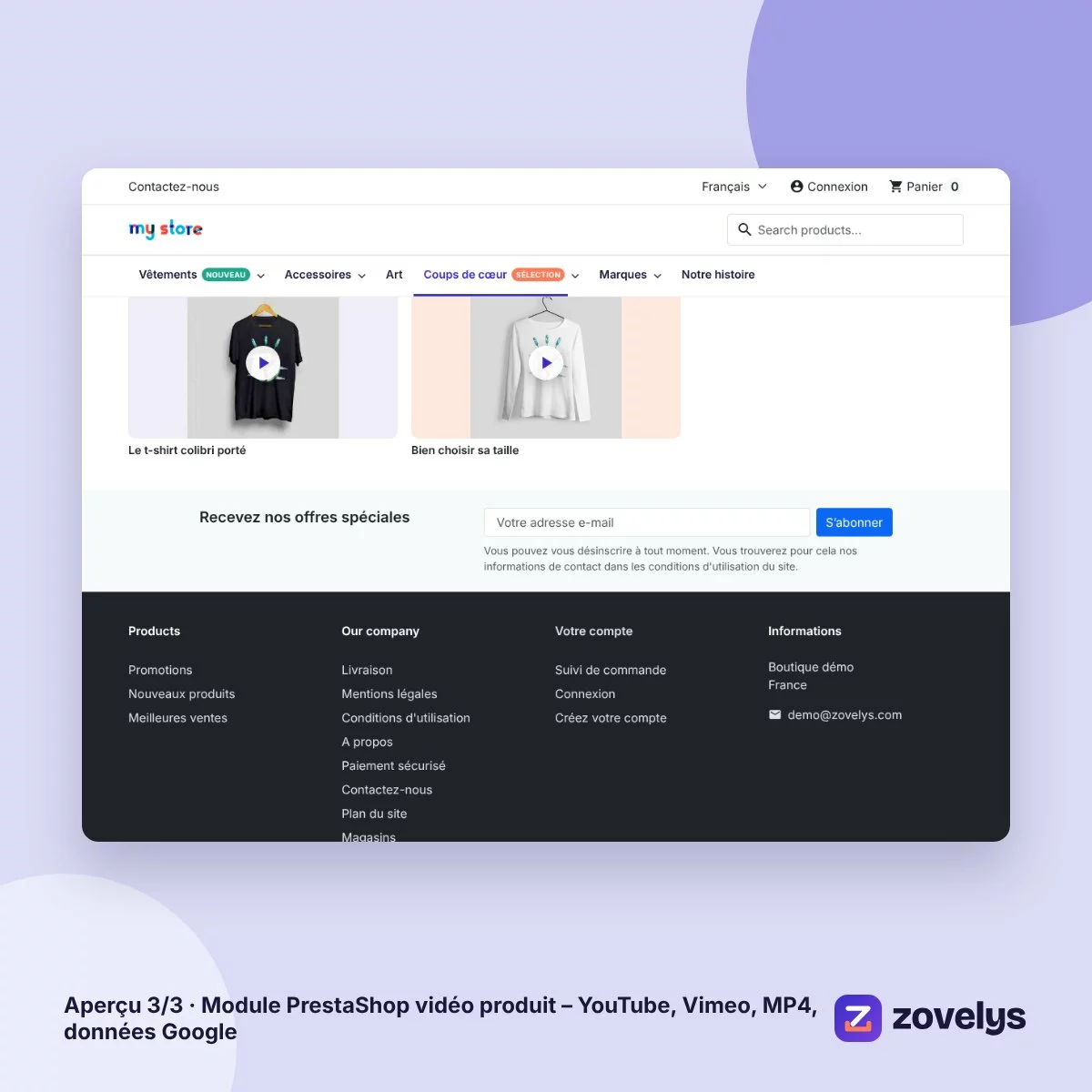 Module PrestaShop vidéo produit – YouTube, Vimeo, MP4, données Google – aperçu 3