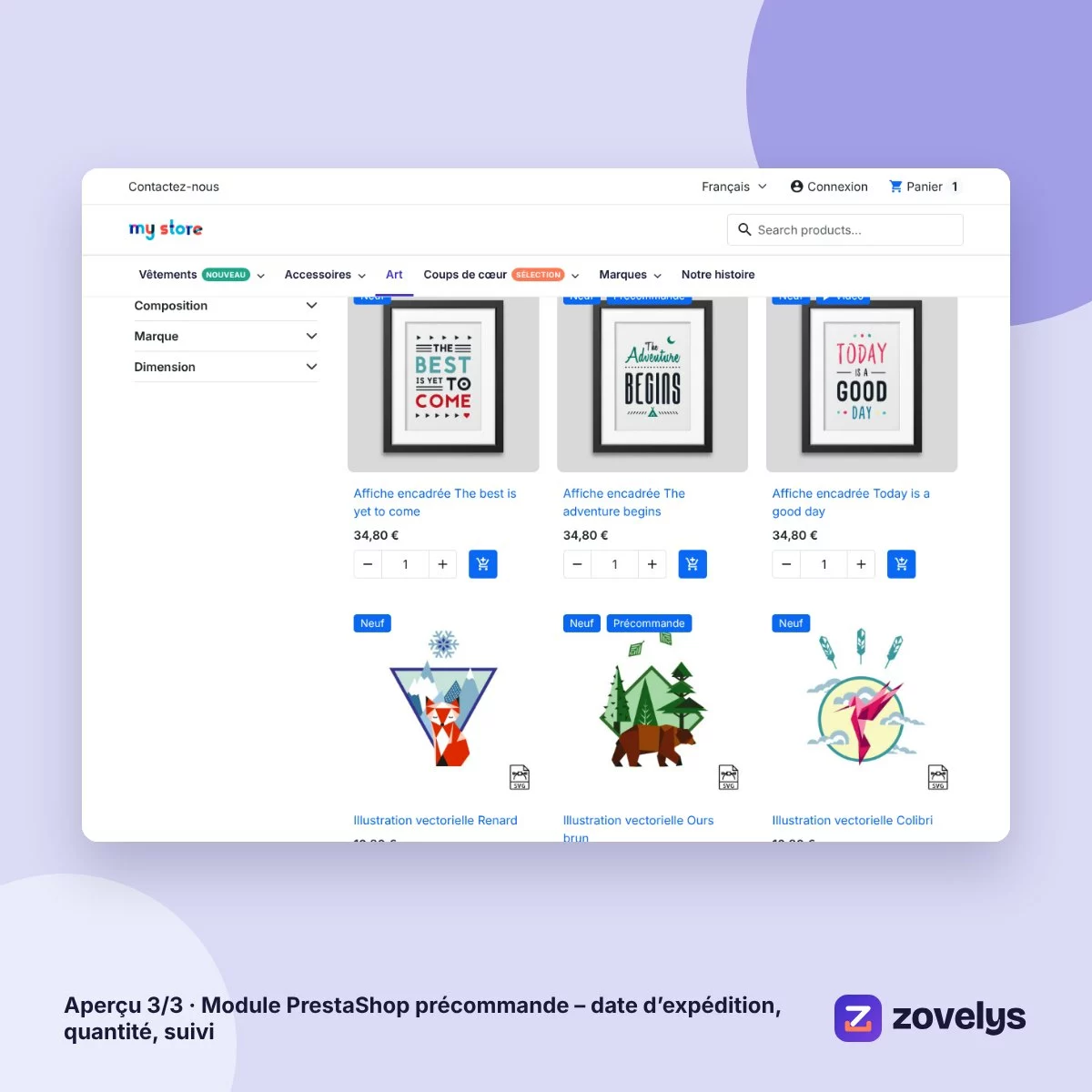 Module PrestaShop précommande – date d’expédition, quantité, suivi – aperçu 3