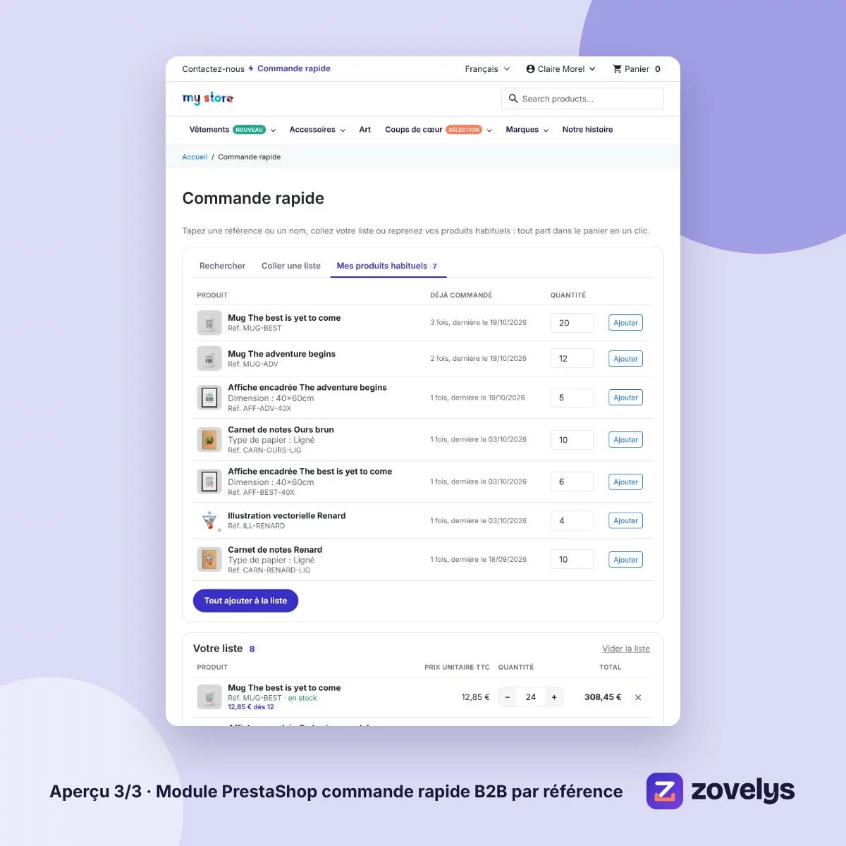 Module PrestaShop commande rapide B2B par référence – aperçu 3