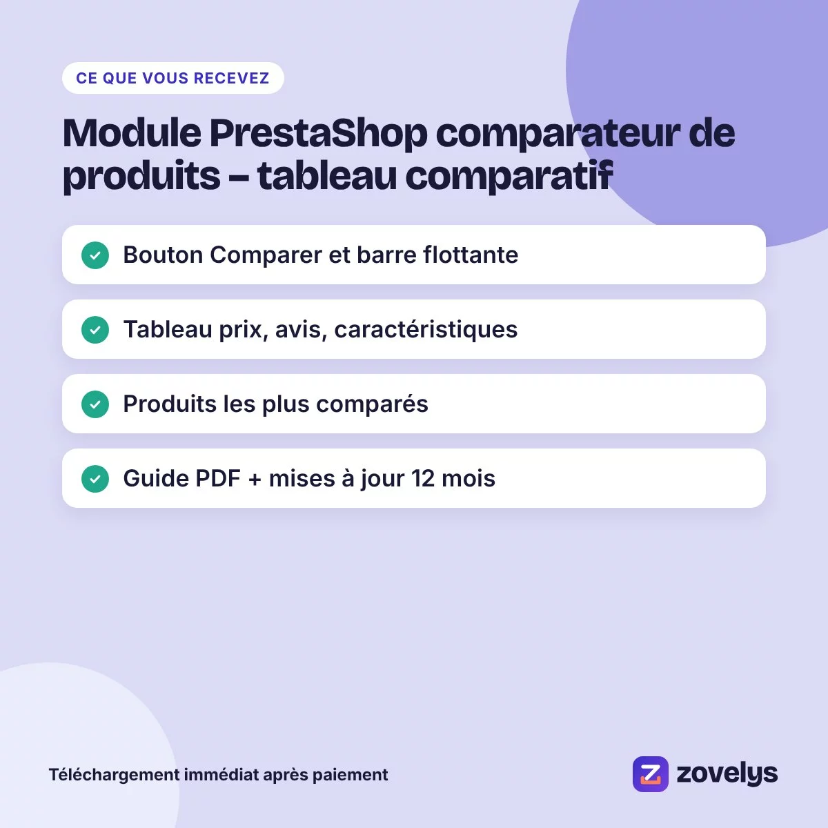 Module PrestaShop comparateur de produits – tableau comparatif – aperçu 4