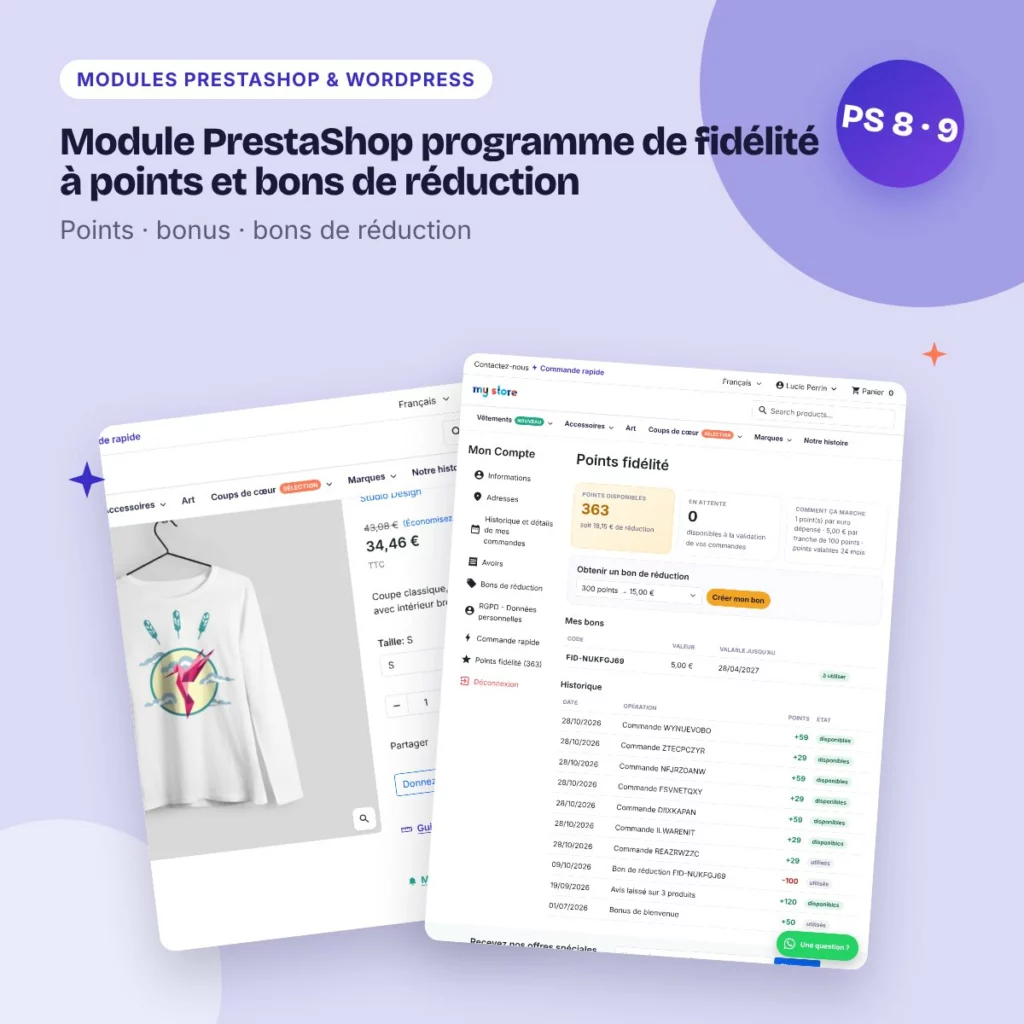 Module PrestaShop programme de fidélité à points et bons de réduction
