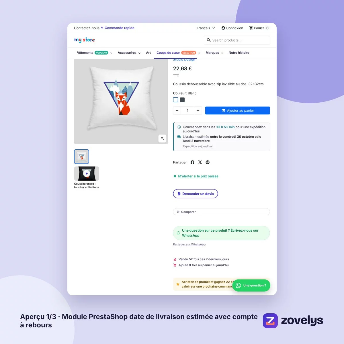 Module PrestaShop date de livraison estimée avec compte à rebours – aperçu 1