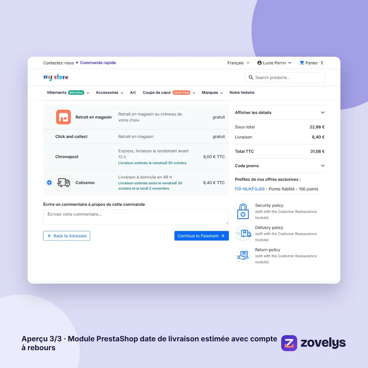 Module PrestaShop date de livraison estimée avec compte à rebours – aperçu 3