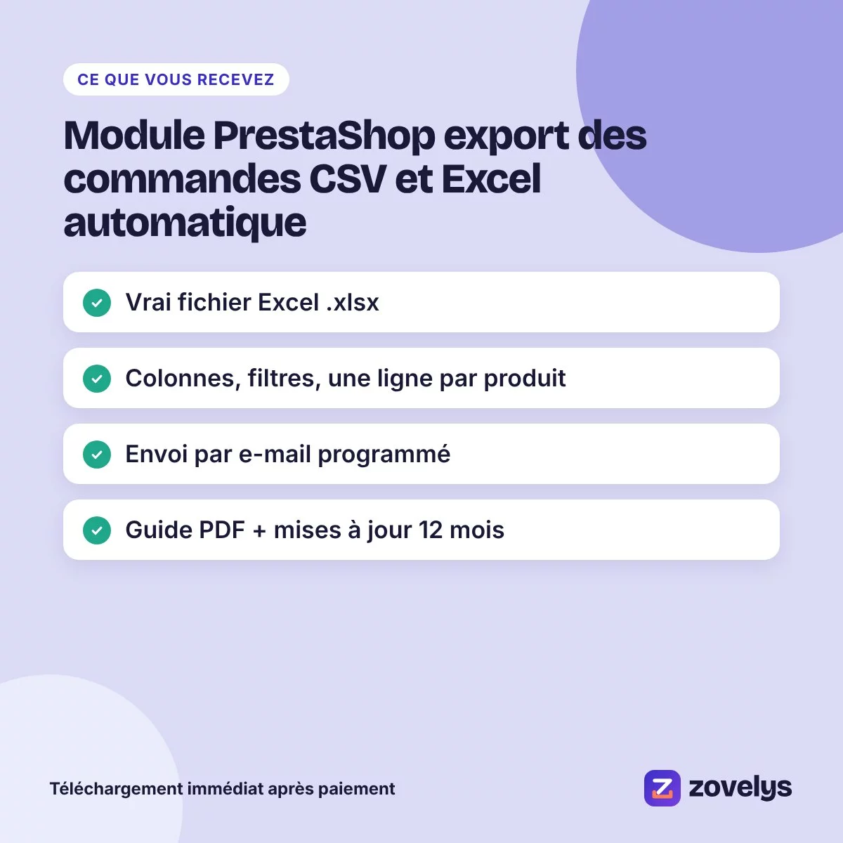 Module PrestaShop export des commandes CSV et Excel automatique – aperçu 4