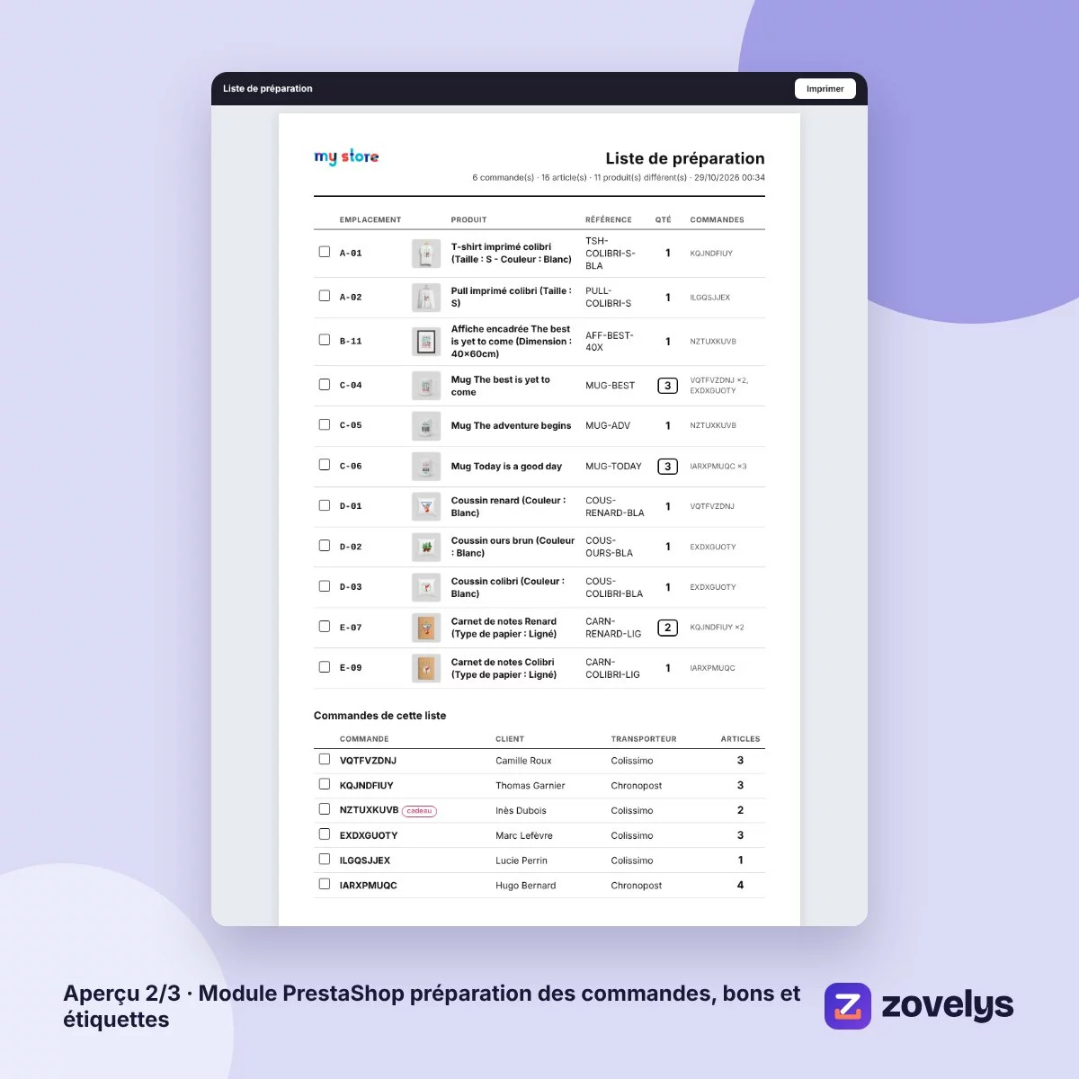 Module PrestaShop préparation des commandes, bons et étiquettes – aperçu 2