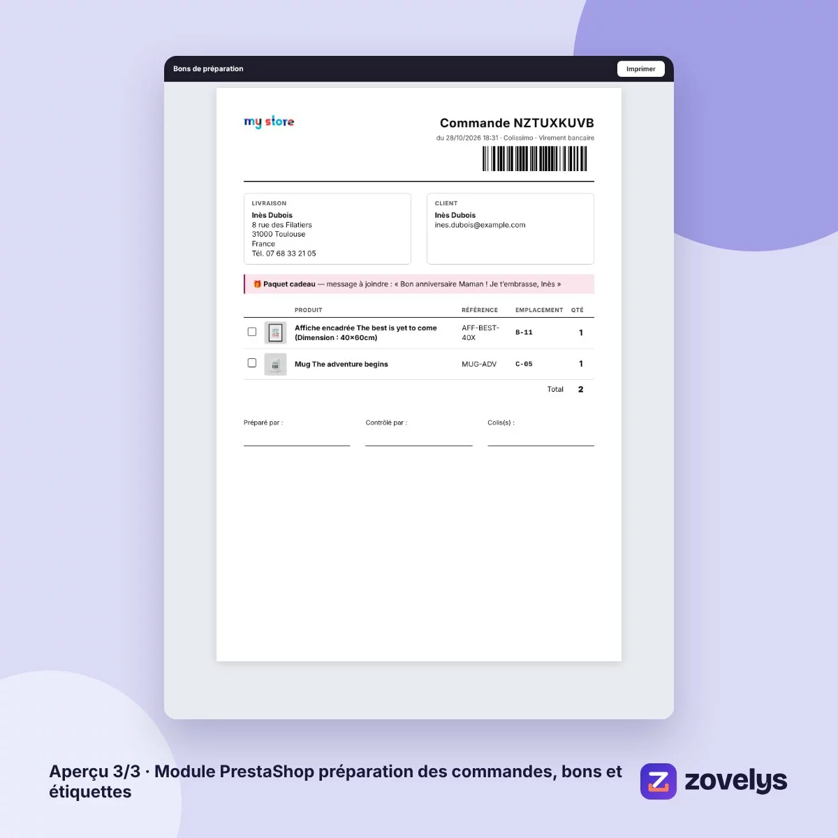 Module PrestaShop préparation des commandes, bons et étiquettes – aperçu 3