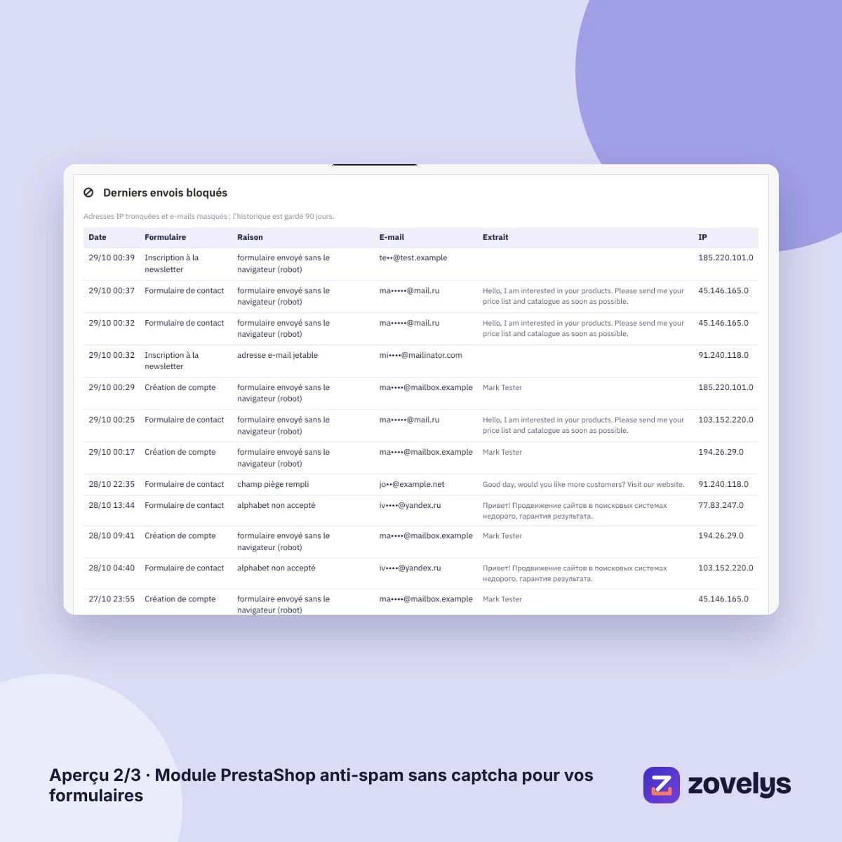 Module PrestaShop anti-spam sans captcha pour vos formulaires – aperçu 2