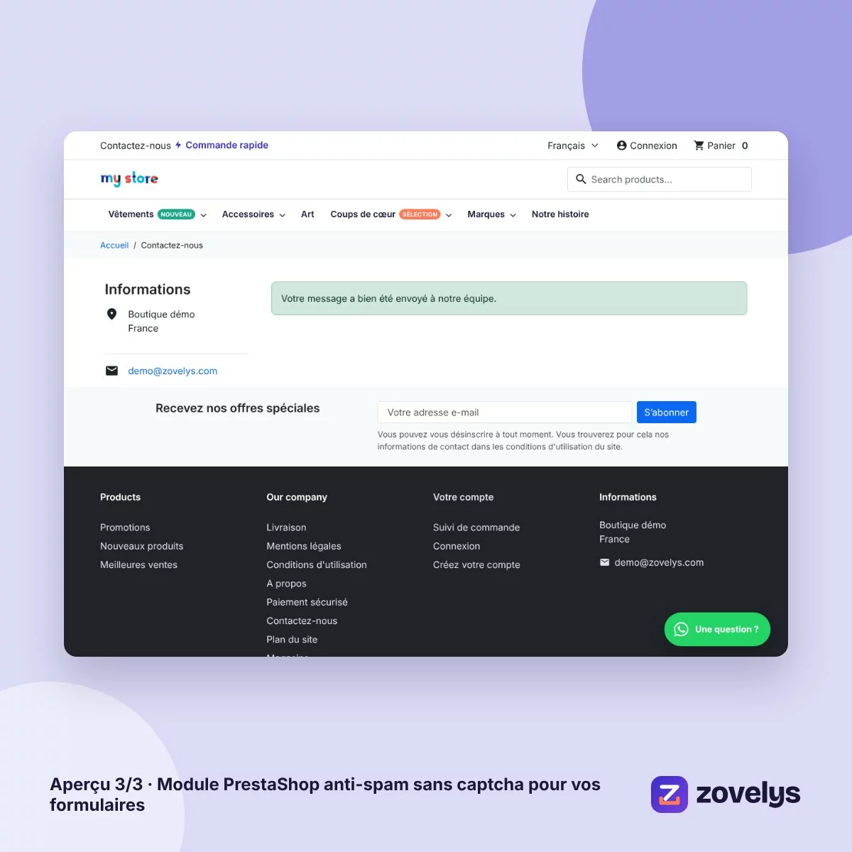 Module PrestaShop anti-spam sans captcha pour vos formulaires – aperçu 3