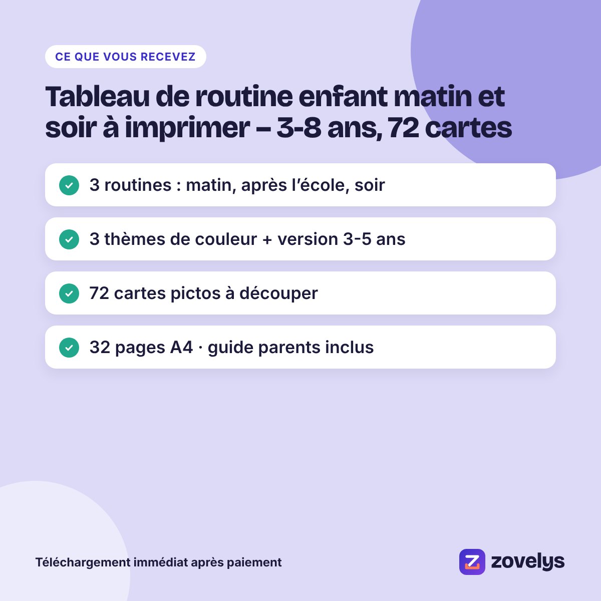 Tableau de routine enfant matin et soir à imprimer – 3-8 ans, 72 cartes – aperçu 4