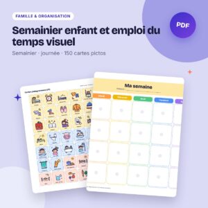 Semainier enfant et emploi du temps visuel – 150 pictogrammes à imprimer