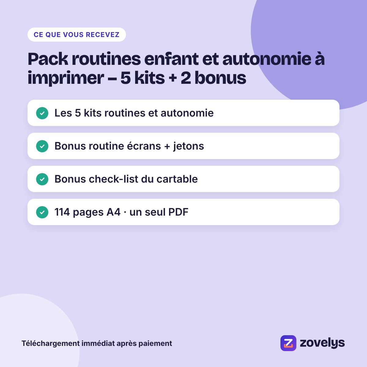 Pack routines enfant et autonomie à imprimer – 5 kits + 2 bonus – aperçu 4