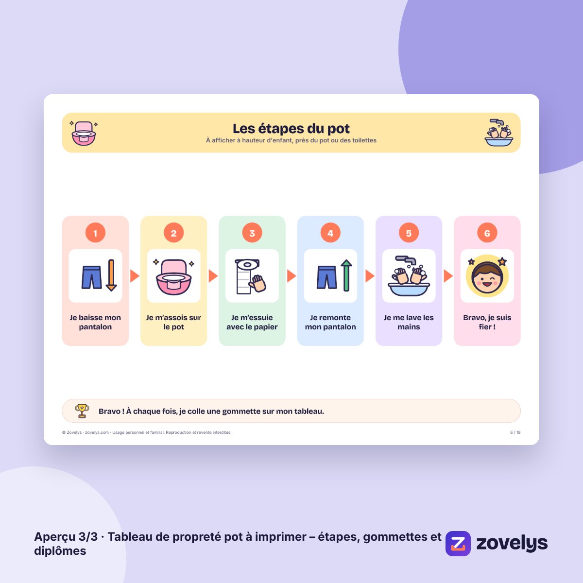 Tableau de propreté pot à imprimer – étapes, gommettes et diplômes – aperçu 3