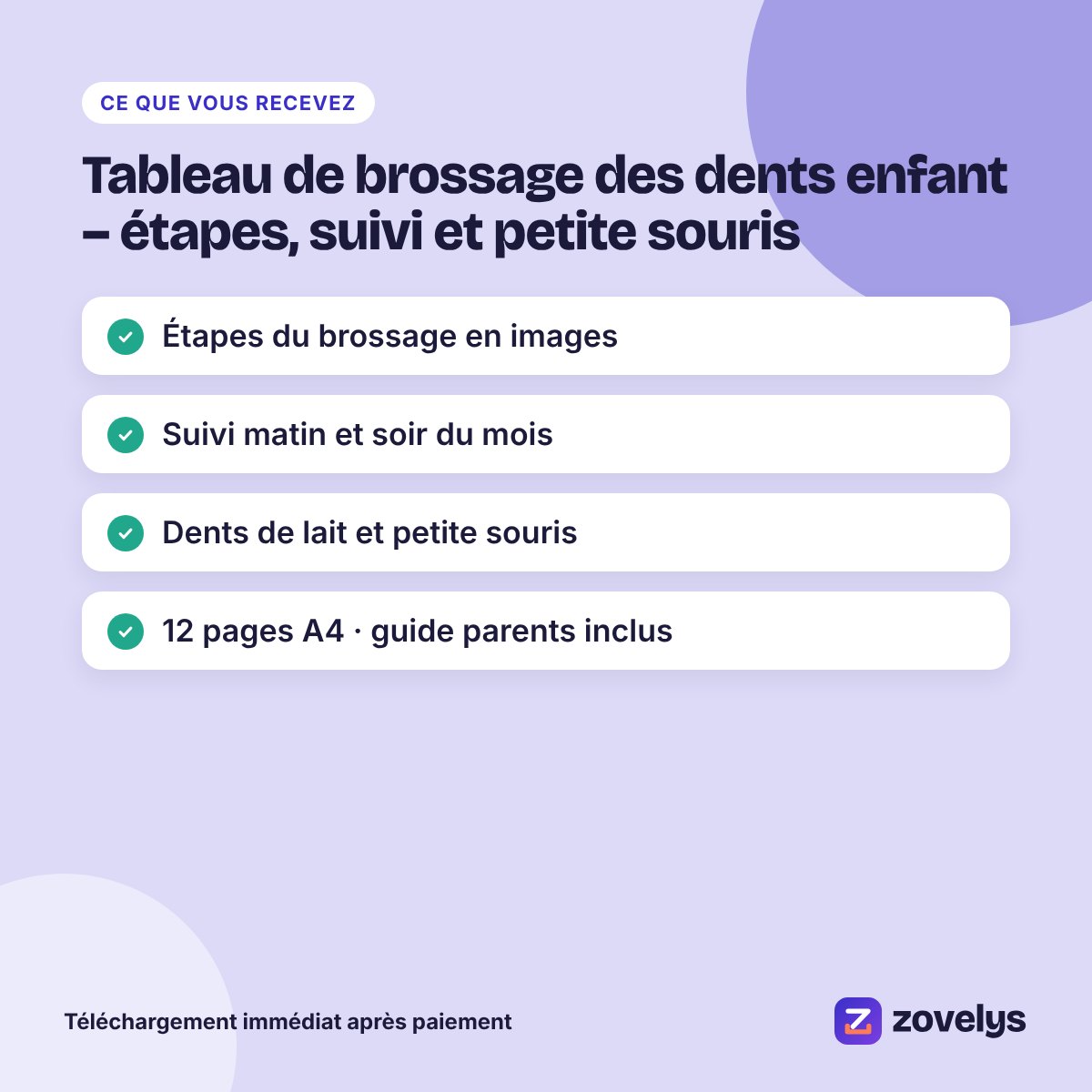Tableau de brossage des dents enfant – étapes, suivi et petite souris – aperçu 4