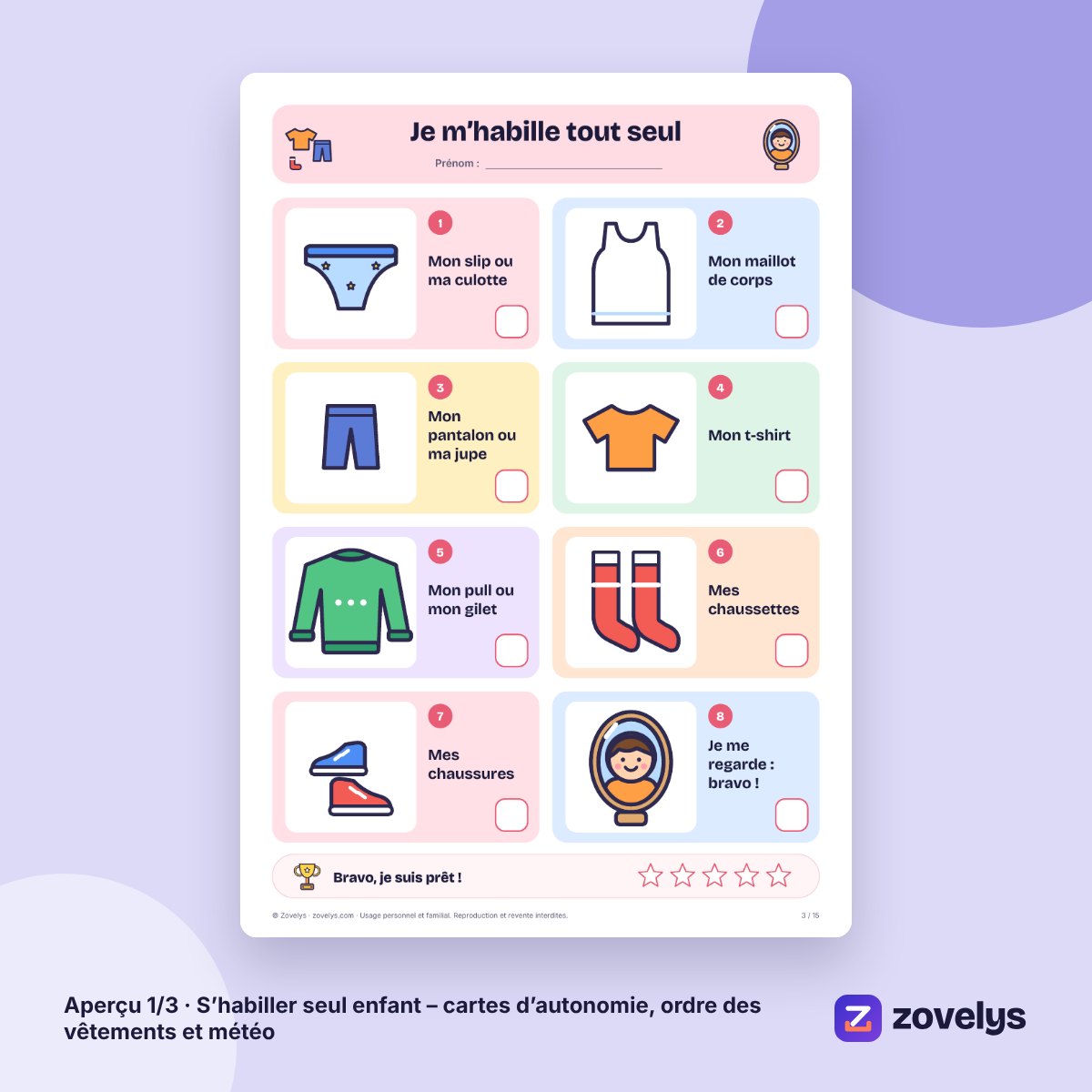 S’habiller seul enfant – cartes d’autonomie, ordre des vêtements et météo – aperçu 1