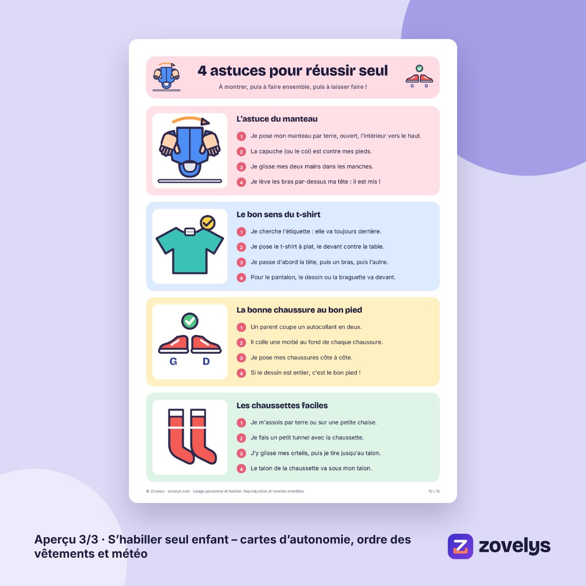 S’habiller seul enfant – cartes d’autonomie, ordre des vêtements et météo – aperçu 3