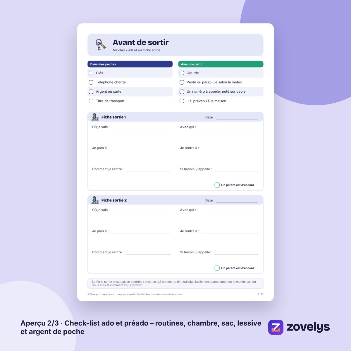 Check-list ado et préado – routines, chambre, sac, lessive et argent de poche – aperçu 2