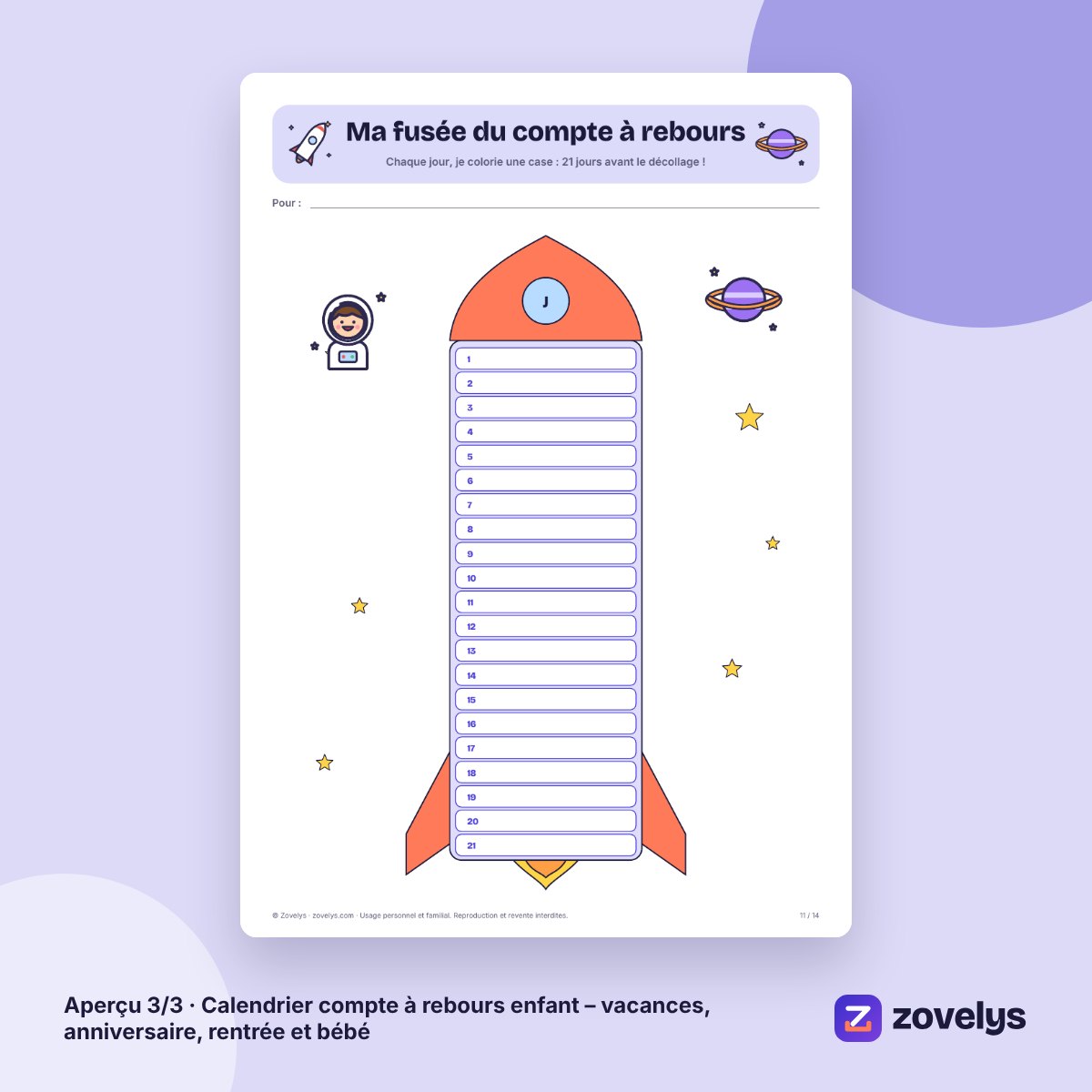 Calendrier compte à rebours enfant – vacances, anniversaire, rentrée et bébé – aperçu 3