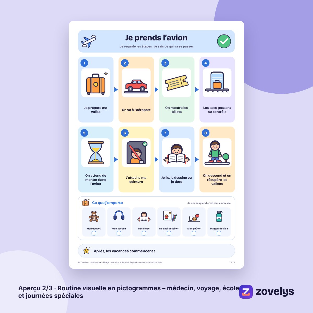 Routine visuelle en pictogrammes – médecin, voyage, école et journées spéciales – aperçu 2