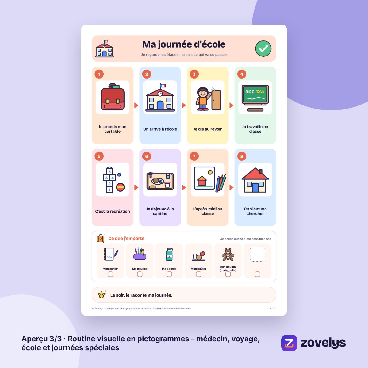 Routine visuelle en pictogrammes – médecin, voyage, école et journées spéciales – aperçu 3